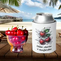 Chillin', Cherries 'n' Cheerful Vibes Stylish Red Can Cooler