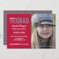 Crimson and Slate Graduation Party Invitation