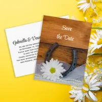 Daisy and Horseshoe Western Wedding Save the Date Announcement Postcard