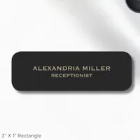 Simple Black Employee Name Tag