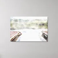 Wooden Docks on the Bay Faux Watercolor Canvas Print