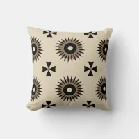 Modern Elegant Black & Beige Geometric Pattern Throw Pillow