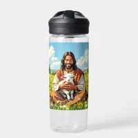 Jesus holding a Lamb | Religious Christian Water Bottle