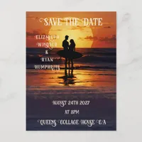 Romantic Sunset Beach Scene with Tropical Elegance Postcard