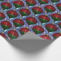 Christmas Ornament Red Green Blue Stained Glass  Wrapping Paper