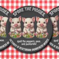 Cute Spare the Piggies Eating Salads Paper Plates