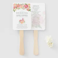 Spring Watercolor Peonies Wedding Program Hand Fan