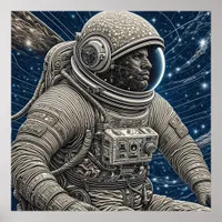 Ai Art Astronaut in Space Poster