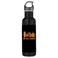 Tis The Season Pumpkin Leaf Latte Fall Thanksgivin Stainless Steel Water Bottle