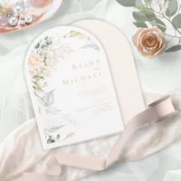 Pearl Blush Floral Wedding Arch ID989 Invitation