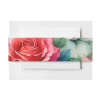 Whimsical Rose Pattern Invitation Belly Band