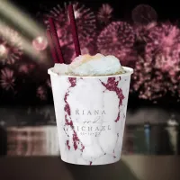 Modern Marble Glitter Wedding Burgundy ID816 Paper Cups