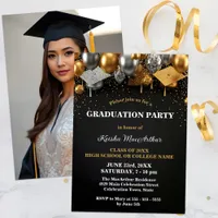 Festive Gold and Silver Accents Graduation Party Invitation