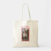 Custom Photo and Name Picture Tote Bag