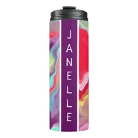 Purple, Red, Yellow, Blue Abstract personalized Thermal Tumbler