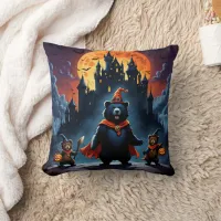 Halloween bears dressed for a spooky night throw pillow