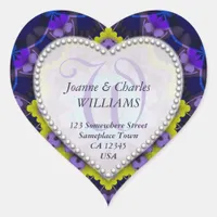 Purple Yellow Unique Monogram Wedding Stickers