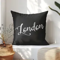 Chic Black and White London England Typography Throw Pillow