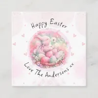 Vintage Floral Easter Bunny Easter Eggs Hearts Enclosure Card