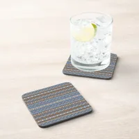 Southwest Style Blue and Brown Geometric Pattern Beverage Coaster