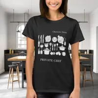 Private chef name script kitchen utensils black T-Shirt