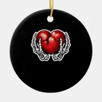 Skeleton Hands Hearts Cute Halloween Retro Ceramic Ornament