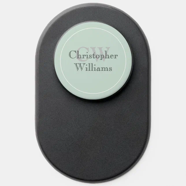 Green Minimalist Name Monogram PopSocket