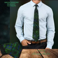 Chic Modern Green Diamond Gradient Pattern Neck Tie