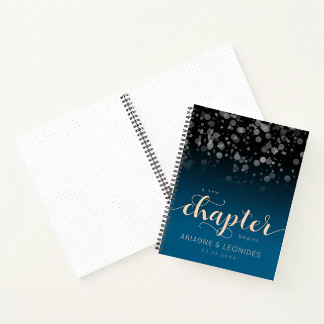 Elegant Peach Oceanic Blue Wedding A New Chapter Notebook