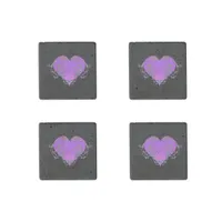 Elegant, Romantic Purple Heart with Flourish Stone Magnet