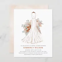 Budget Pampas Wedding Dress Bridal Shower Invite