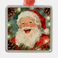 A Sweet Retro Santa Claus | Vintage Christmas Metal Ornament