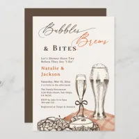 Hand Sketch Bubbles Brews & Bites Couples Shower  Invitation