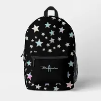 Stars Pattern Black Cool Trendy Monogrammed Printed Backpack