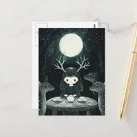 A Pagan Full Moon Picnic With Deer Postcard