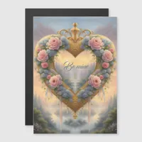 Victorian, golden heart with flowers and saying