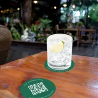 Green white business bar restaurant menu qr code round paper coaster