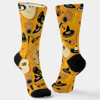 Mariachi Band Instruments Patterned Socks