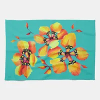 Harlequin Sparaxis Tricolor Watercolor Flowers Kitchen Towel