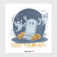 Spooky Ghosts on Graveyard Sticker