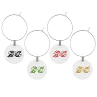 Wine Charms Set - Holly Leaves