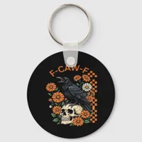 Crow Raven F-Caw-F Funny Halloween Gothic Creative Keychain