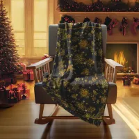 Prettiest Snowflakes Pattern Gold/Black ID846 Fleece Blanket