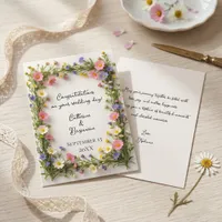 Spring Wildflower Border Wedding Congratulations Card