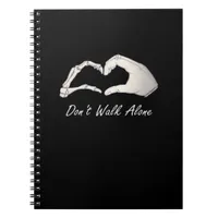 Don't Walk White Classic Skeleton Hands Hearts Notebook