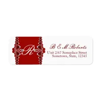 Monogram Red+White Tribal Lace Address Label