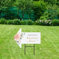 Bridal Shower floral eucalyptus rose gold arrow Sign