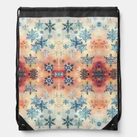 Vintage Snowflakes Pattern - Drawstring Backpack