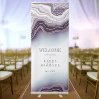 Crystal Agate Wedding Welcome Amethyst ID825 Retractable Banner