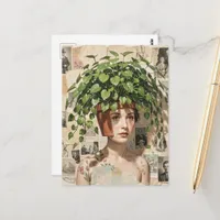 Surreal Flower Pot Woman Postcard